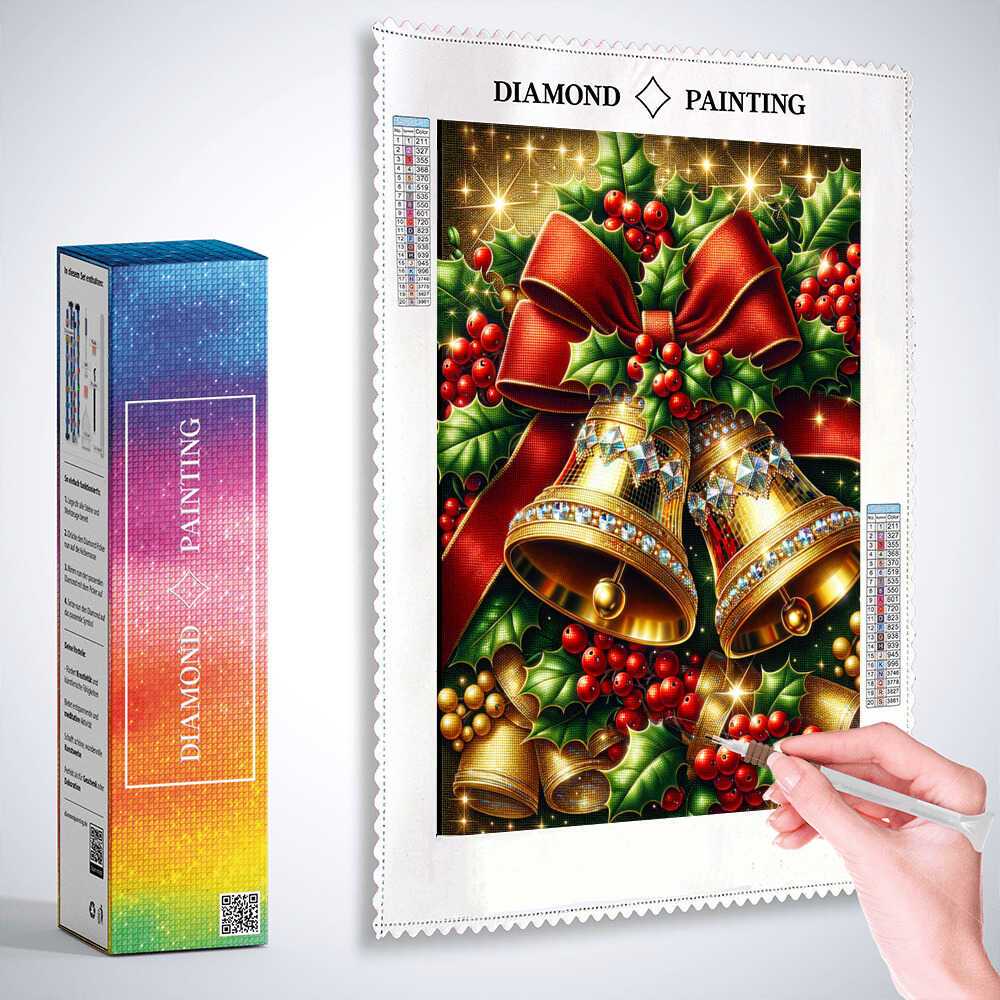Golden Christmas bells — Diamond Painting Kit, product view 3