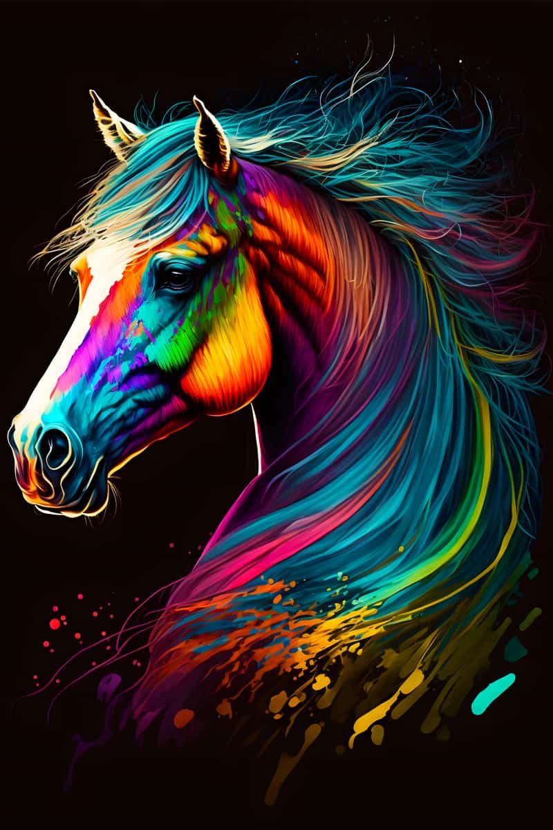 Horse sideways colorful — AB Diamond Painting Kit design
