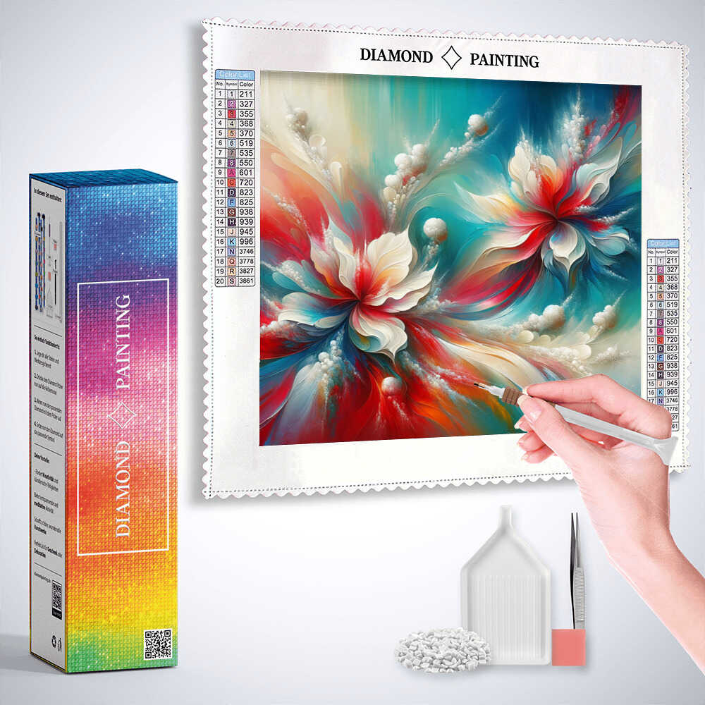 Abstract flowers, colorful — Diamond Painting Kit, product view 3