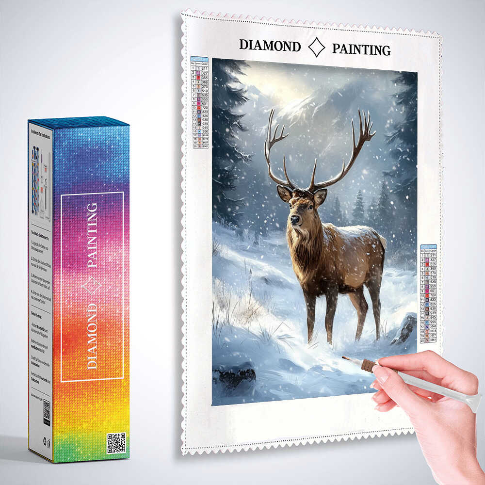 Deer in the snow — Diamond Painting Kit, product view 3