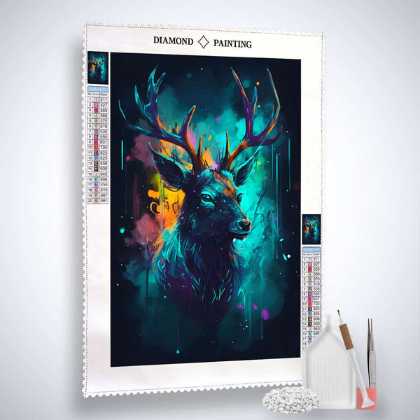 Deer portrait at night — Diamond Painting Kit, product view 2