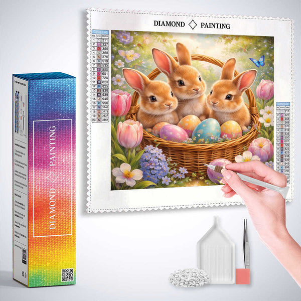 Bunnies in an Easter Basket — Diamond Painting Kit, product view 3