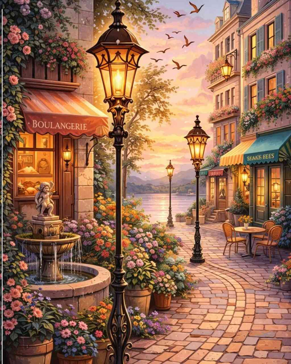 Evening on the Riverbank — Diamond Painting Kit design