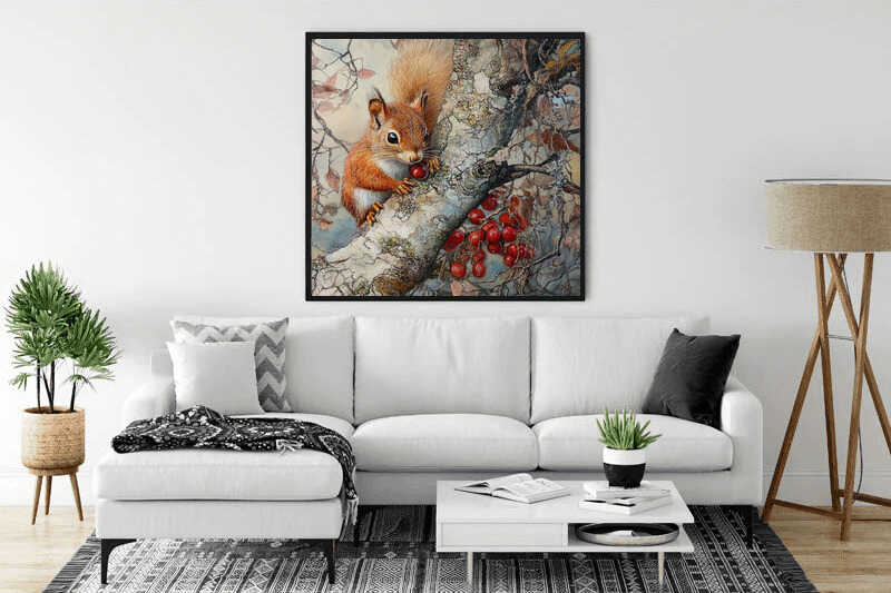 Squirrel in the Autumn Branches — Diamond Painting Kit, product view 2