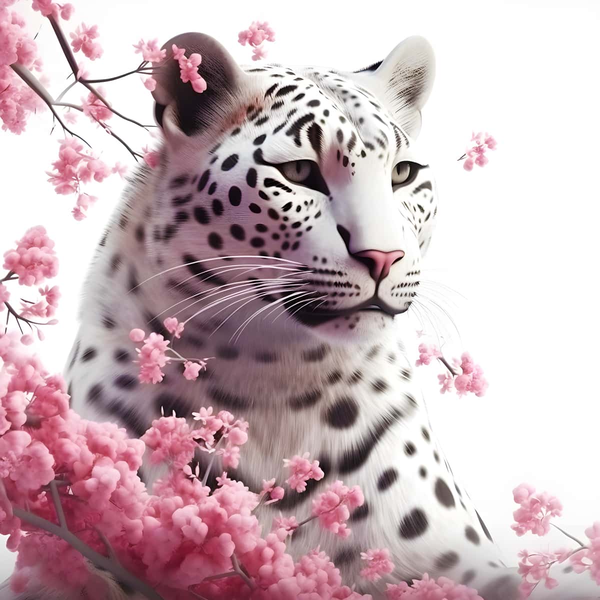 Snow leopard with rose petals — Diamond Painting Kit design