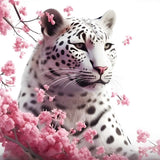 Snow leopard with rose petals — Diamond Painting Kit design