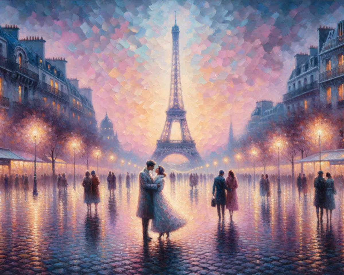 Romance at the Eiffel Tower in Paris — Diamond Painting Kit design