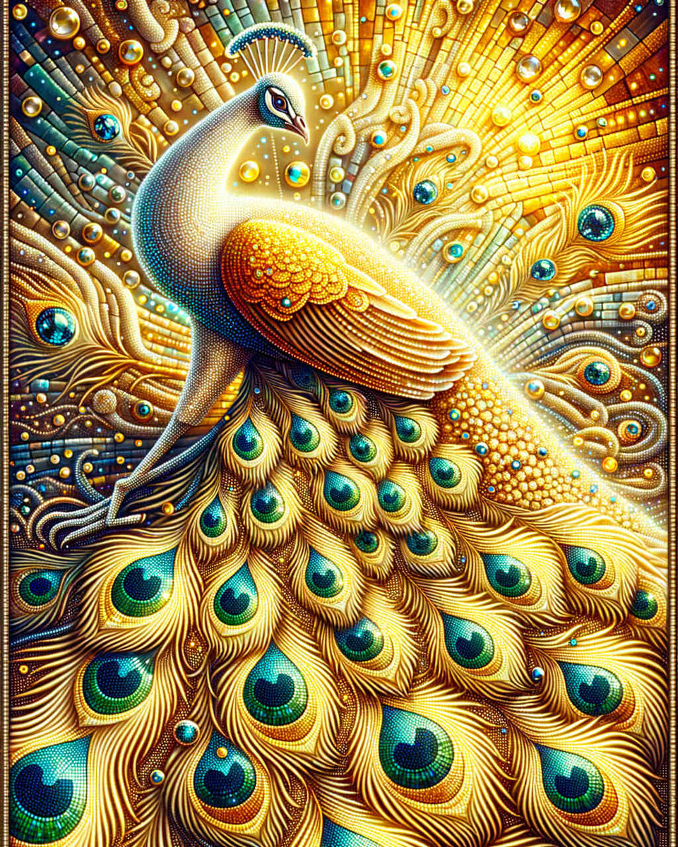 Golden Peacock — Diamond Painting Kit design