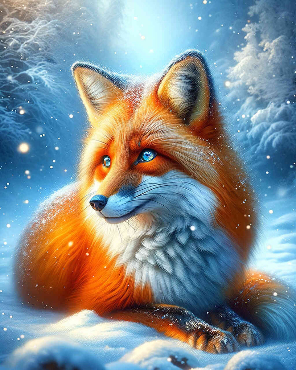 Fox in the snow (DP-0324) — Diamond Painting Kit design