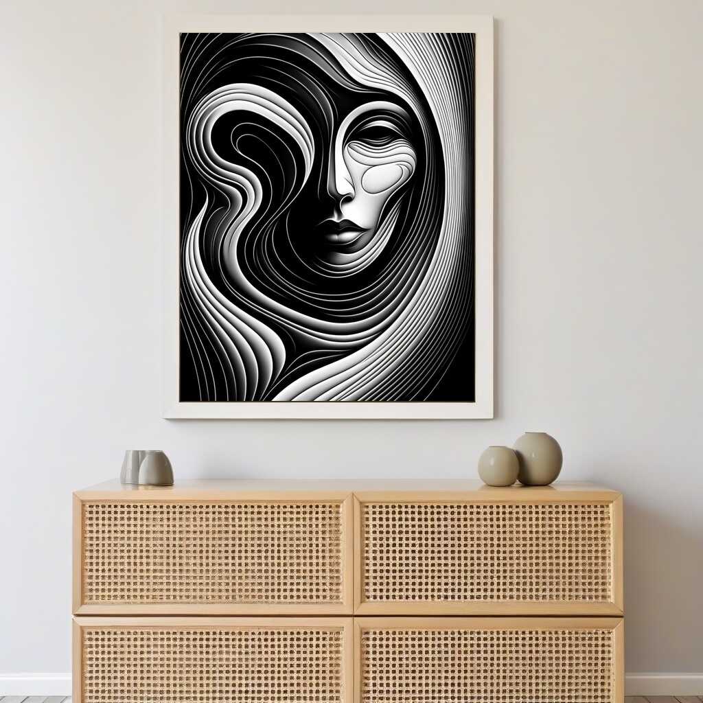 Abstract woman black and white — Diamond Painting Kit, product view 2