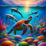Turtle Family Dolphins — Diamond Painting Kit design