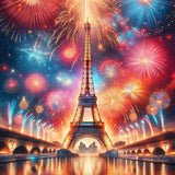 Colorful Eiffel Tower Fireworks — Diamond Painting Kit design