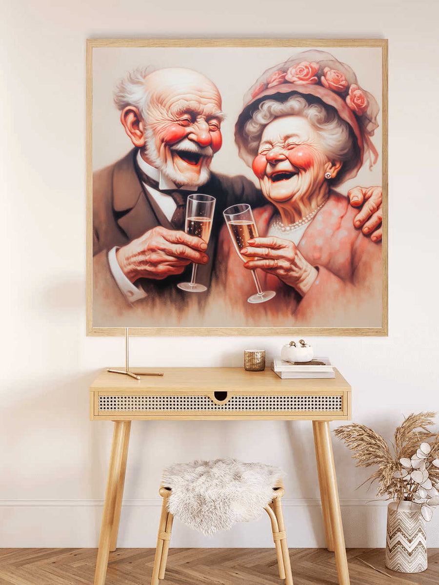 Grandpa and grandma with glass — Diamond Painting Kit, product view 2