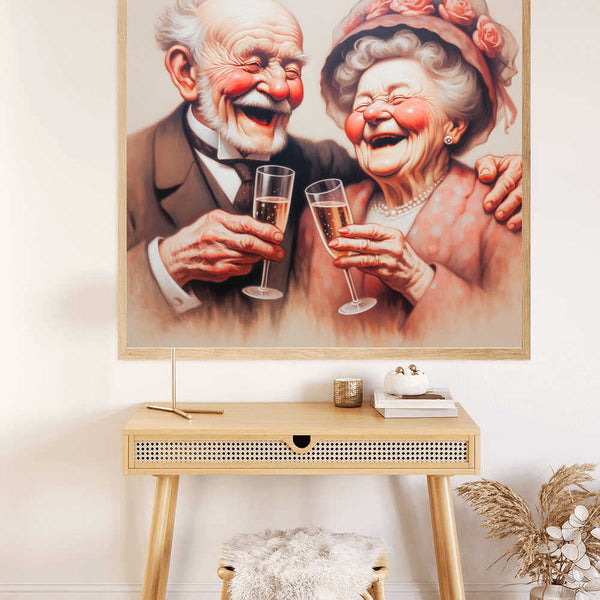 Grandpa and grandma with glass — Diamond Painting Kit, product view 2