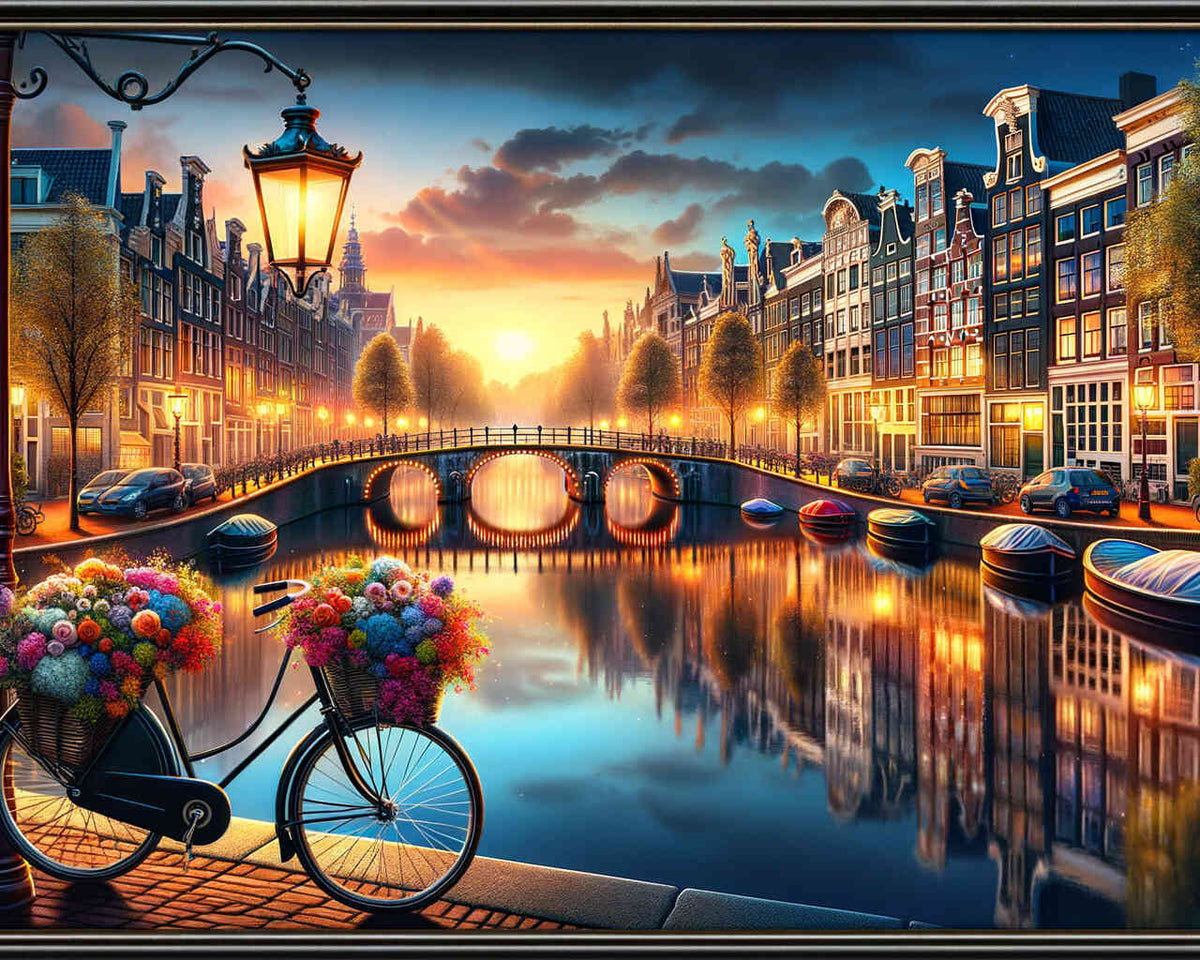 Amsterdam canal in the evening — Diamond Painting Kit design