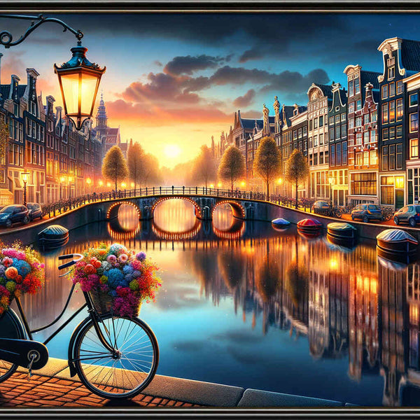 Amsterdam canal in the evening — Diamond Painting Kit design