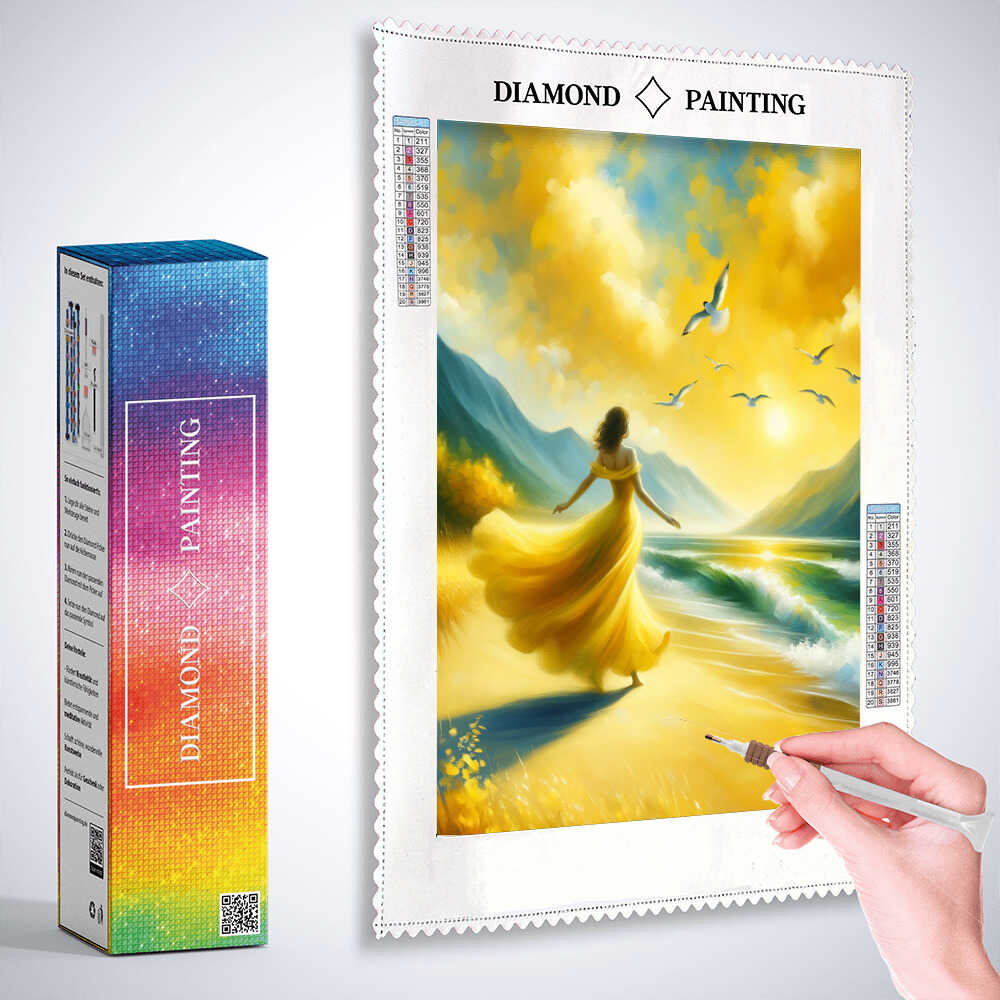 Woman in yellow dress — Diamond Painting Kit, product view 2