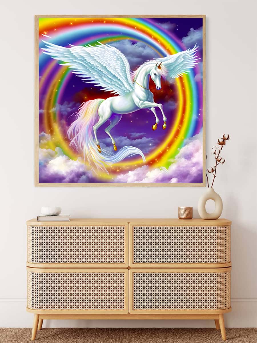 Flying unicorn in the rainbow — AB Diamond Painting Kit, product view 3