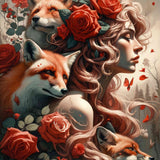 Woman with fox braid — Diamond Painting Kit design
