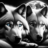 Wolf Pair in Black and White — Diamond Painting Kit design