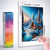 Cabin in winter wonderland — Diamond Painting Kit, product view 3