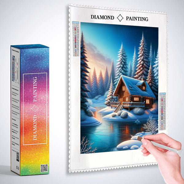 Cabin in winter wonderland — Diamond Painting Kit, product view 3
