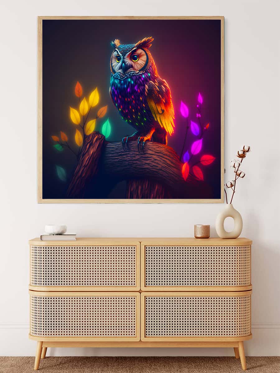 Owl in a sea of lights — AB Diamond Painting Kit, product view 3