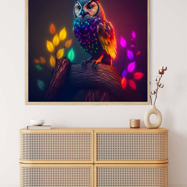 Owl in a sea of lights — AB Diamond Painting Kit, product view 3