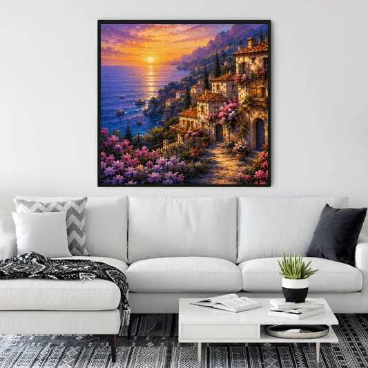 Golden Mediterranean Coast — Diamond Painting Kit, product view 2