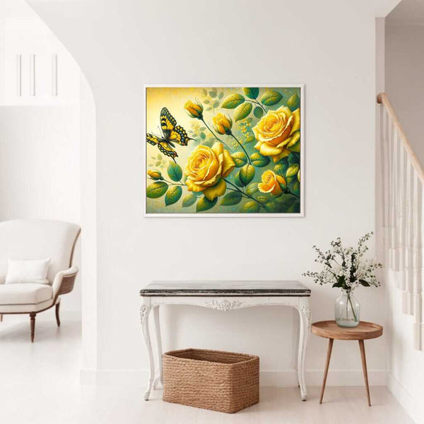 Two Yellow Roses and a Butterfly — Diamond Painting Kit, product view 2