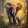 Elephant with calf, forest — Diamond Painting Kit design