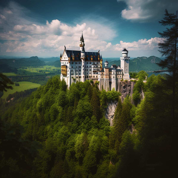 Neuschwanstein Castle in the countryside — Diamond Painting Kit design