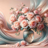 Pink Roses in a Vase — Diamond Painting Kit design