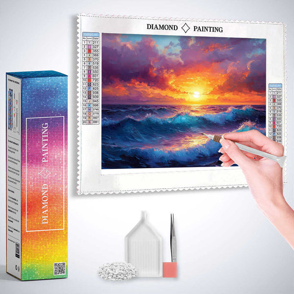 Sunfire on the Ocean — Diamond Painting Kit, product view 3