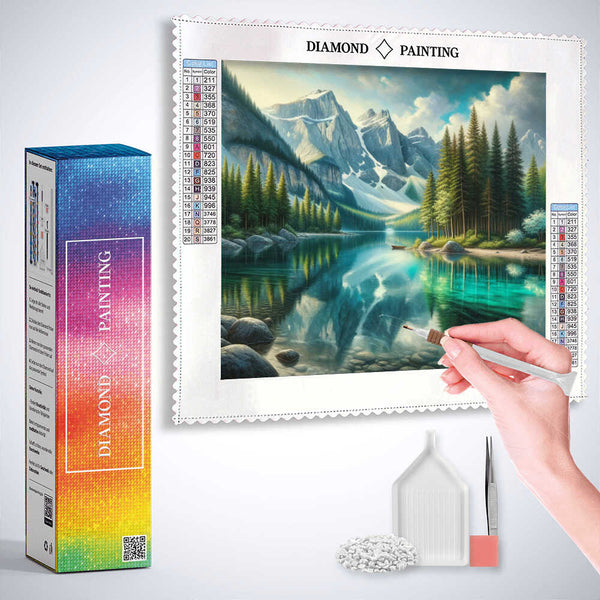 Clear mountain lake — Diamond Painting Kit, product view 3