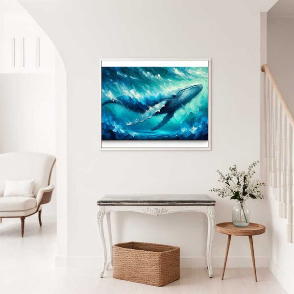 Giant of the seas: blue whale under water — Diamond Painting Kit, product view 2