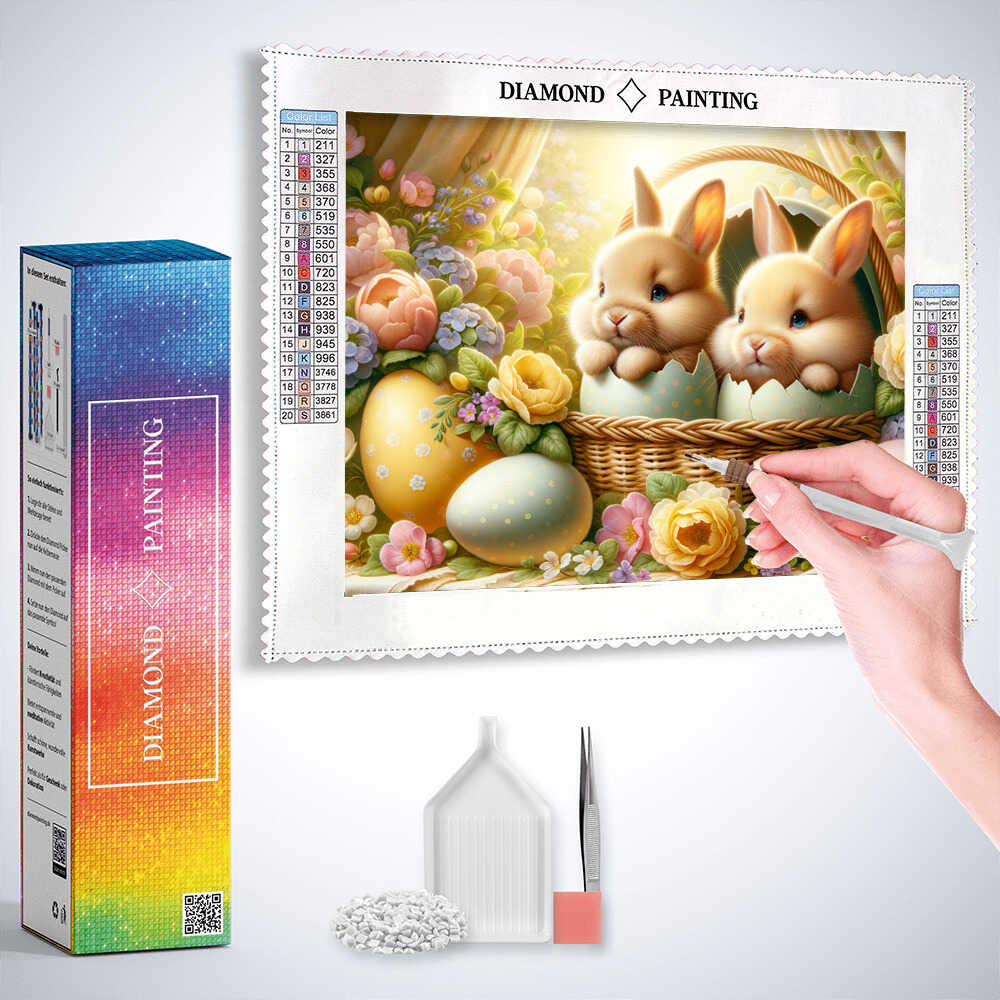 Bunnies and Easter Eggs — Diamond Painting Kit, product view 3