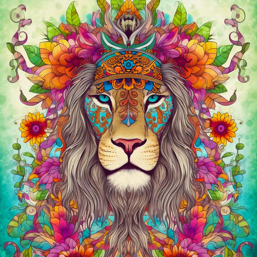 Hippie Lion — Diamond Painting Kit design