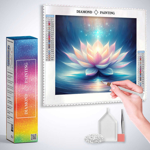 Lotus flower with light — Diamond Painting Kit, product view 3
