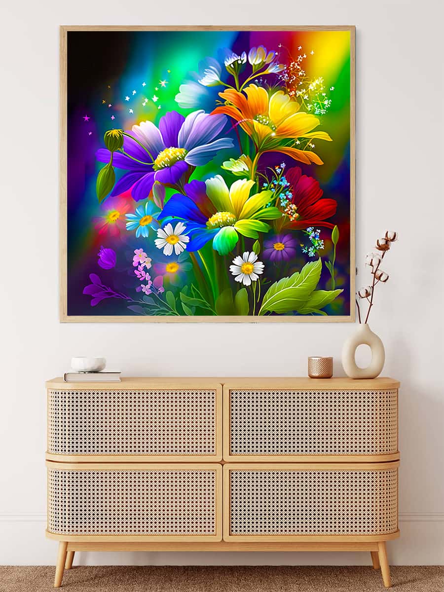 Rainbow Flowers — Diamond Painting Kit, product view 2