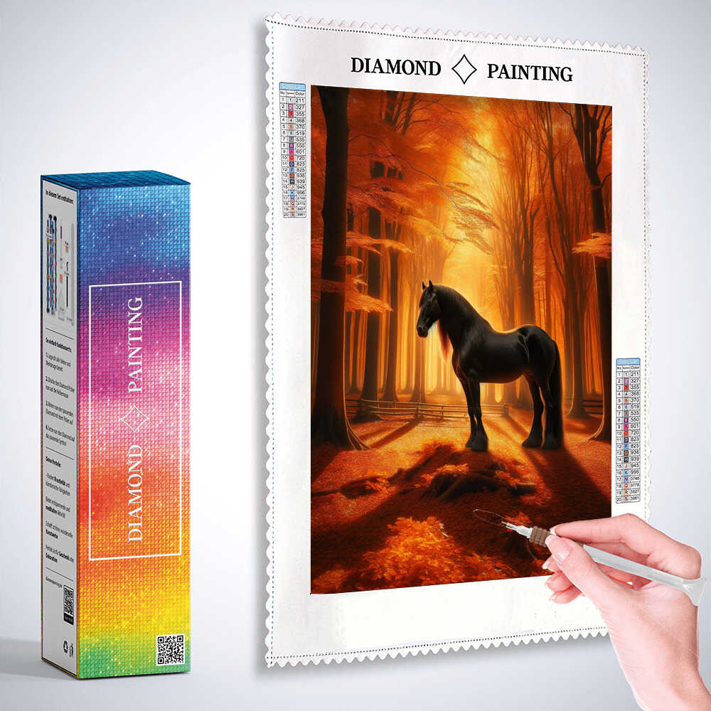 Graceful black horse — Diamond Painting Kit, product view 3