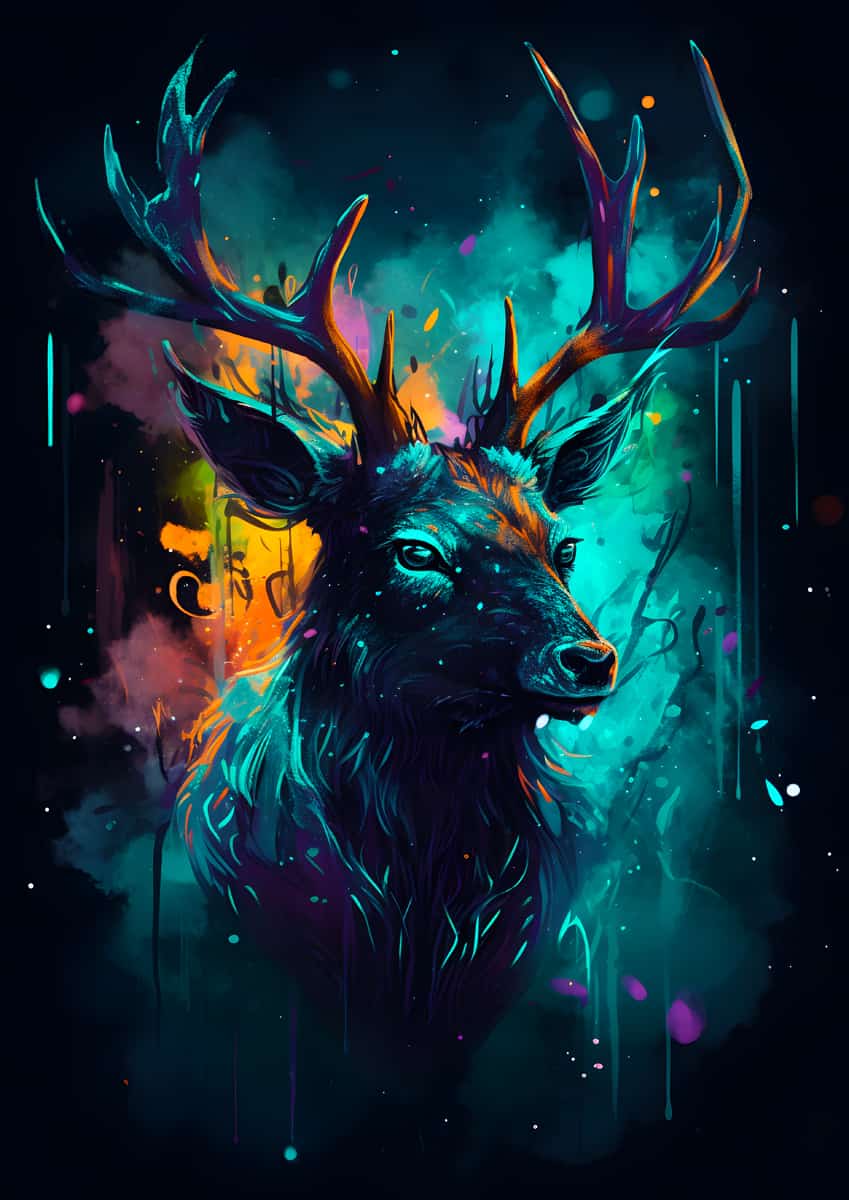 Deer portrait at night — Diamond Painting Kit design