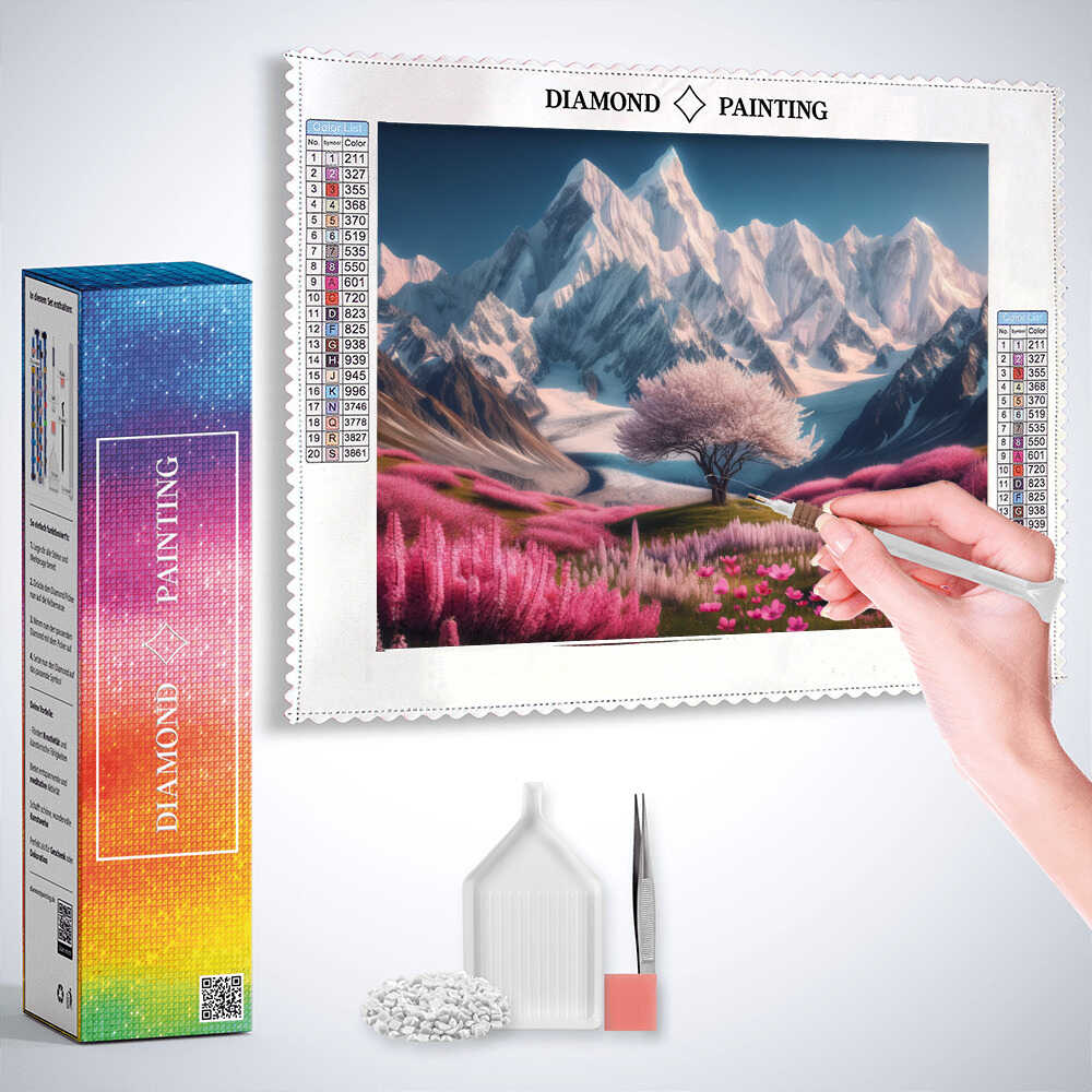 Snow-covered mountains — Diamond Painting Kit, product view 3