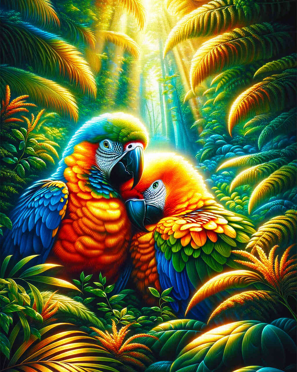 Parrots, couple — Diamond Painting Kit design