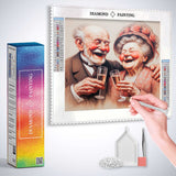 Grandpa and grandma with glass — Diamond Painting Kit, product view 3