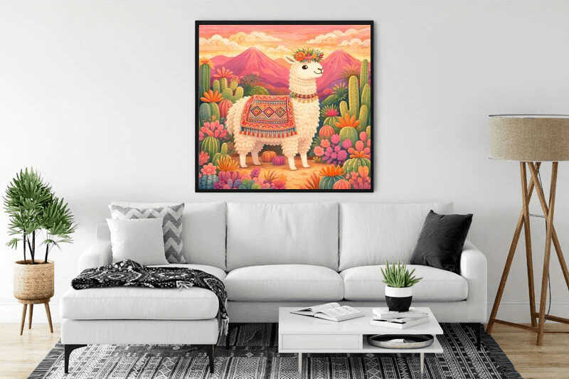 Llama at Sunset — Diamond Painting Kit, product view 2