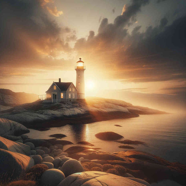 Lighthouse with house — Diamond Painting Kit design