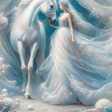 Bride with white horse — Diamond Painting Kit design