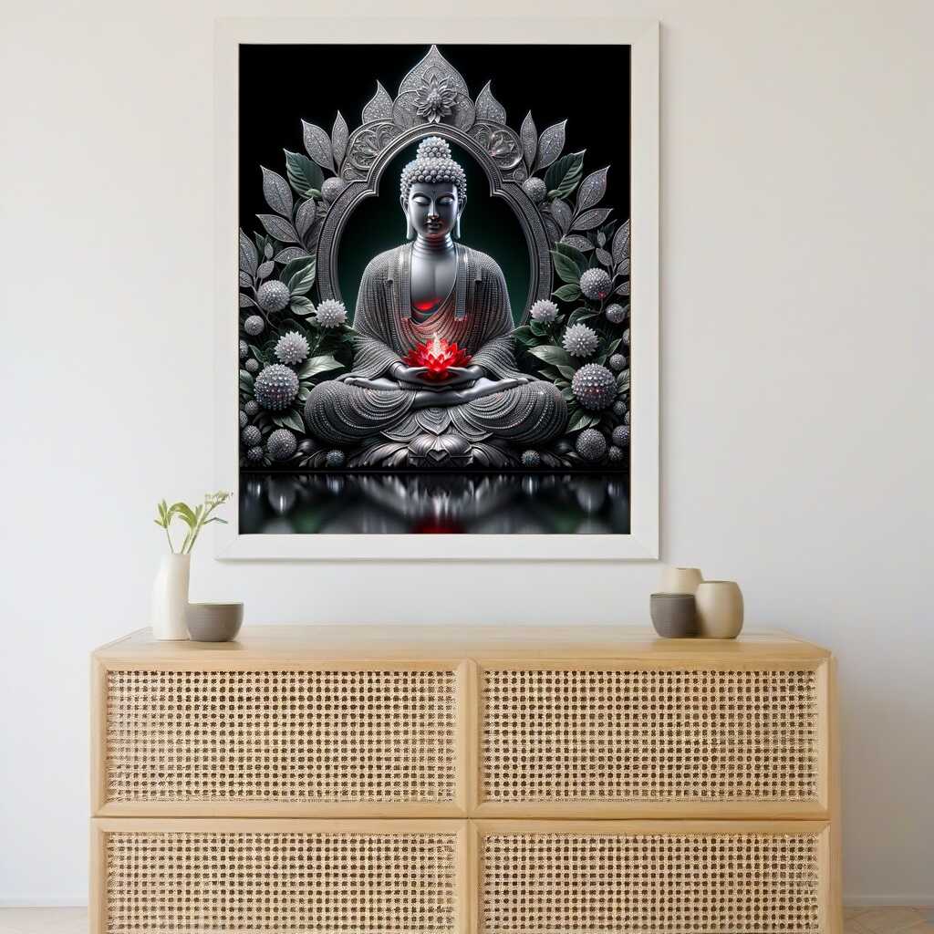 Buddha with red flower — Diamond Painting Kit, product view 2