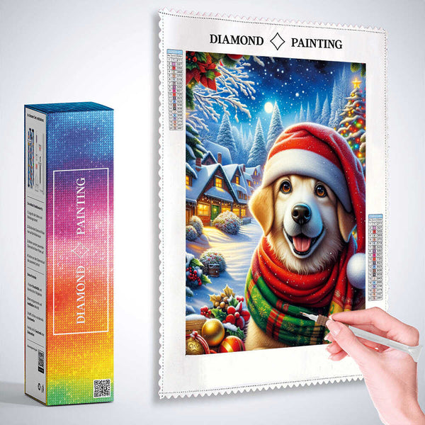 Christmas present dog — Diamond Painting Kit, product view 3
